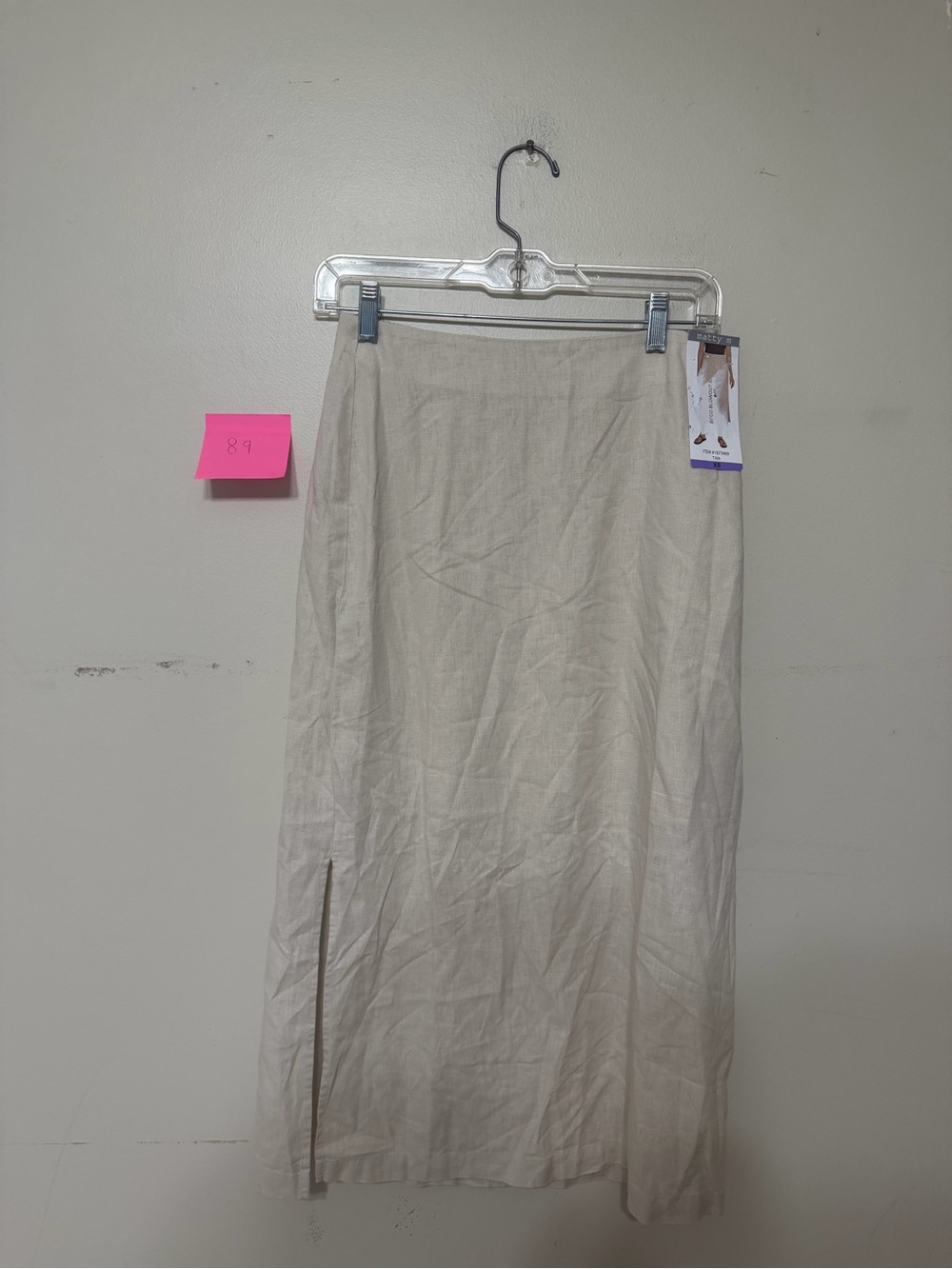 Matty M Women’s Maxi Skirt XS Tan Beige Side Slit Elastic Waist NWT